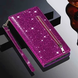 Stylish Glitter Leather Wallet Flip Case Cover for Huawei P30 (Violet)