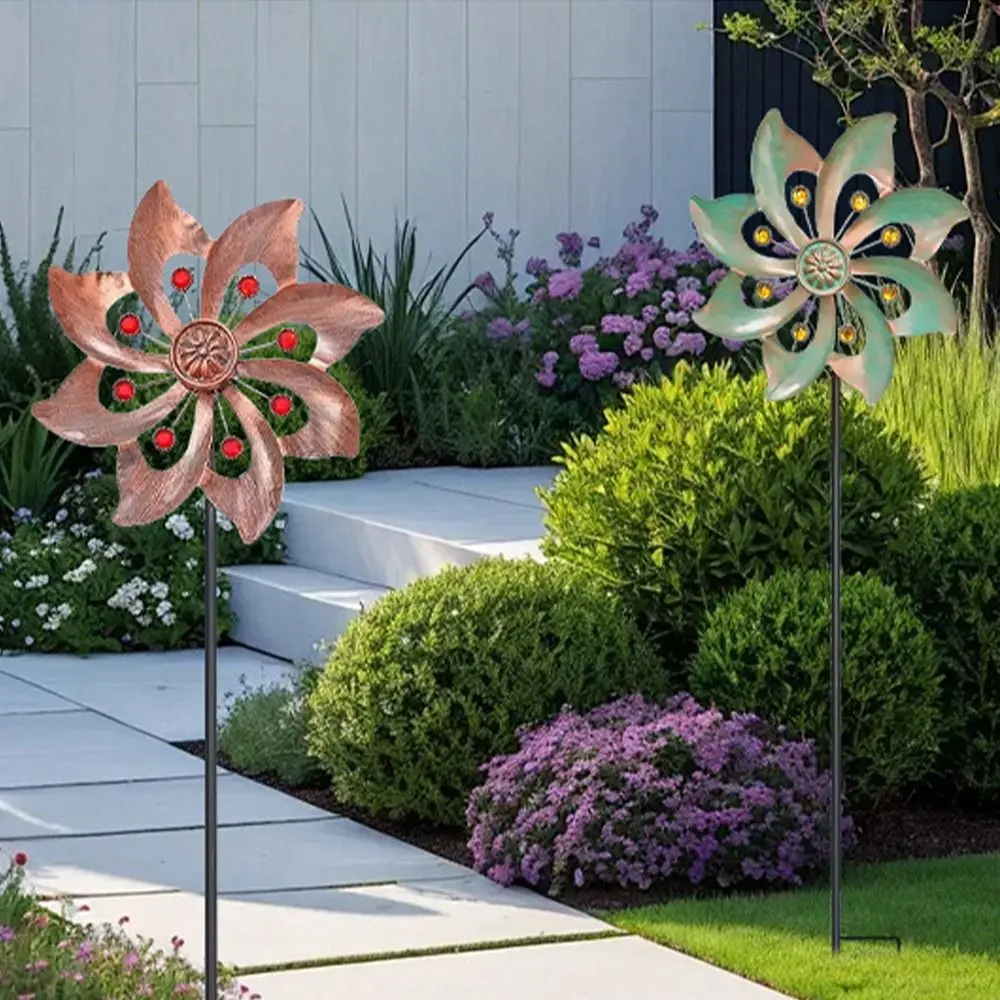 Garden Stake Metal Wind Spinners Rotating Creative Gardening Plug Durable Wind Rotator Lawn