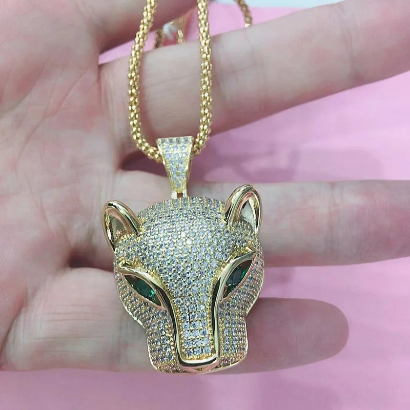 Zlxgirl jewelry Two size Trendy Leopard Designs pendant necklace jewelry of women men metal zirconia chain pendant free shipping