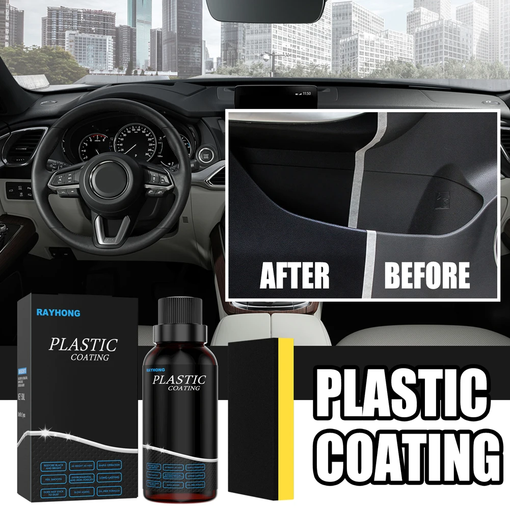 50ml Automotive Plastic Refurbishment Agent Long Lasting Car Plastic Parts Retreading Agent Wax Plastic Renovator Coating Agent 2