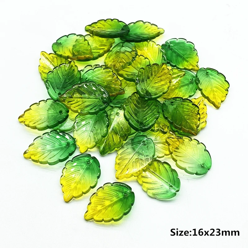 Beads For Jewelry Making 20 pcs/lot Green Small Leaf Shape Handmade DIY Accessories
