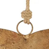 Metal Heart Wall Hanging ell with Hangings Rope Yellow Metal Aged Brass Metal Bell Vintage Doorbell Wall Mounted Iron Ornament 2