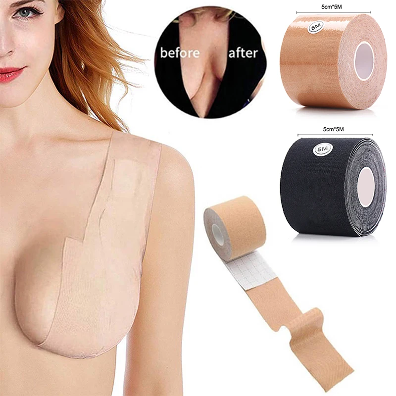 

Beige 5M / Roll Boob Tape Bras For Women Sexy Seamless Breast Lift Tape Push Up Bralette Adhesive Body Invisible Sticky Bra Tape
