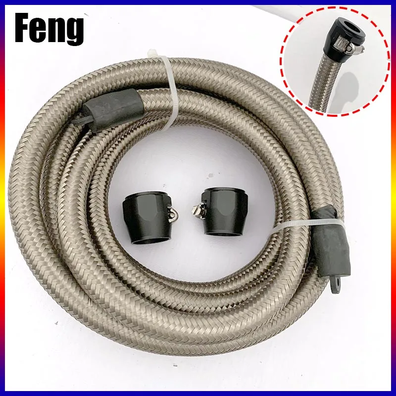 

1M 3M 5M AN4 AN6 AN8 AN10 Universal Car Oil Gas Cooler Fuel Hose Tube Stainless Steel Braided Clamp Suit Inside CPE Rubber