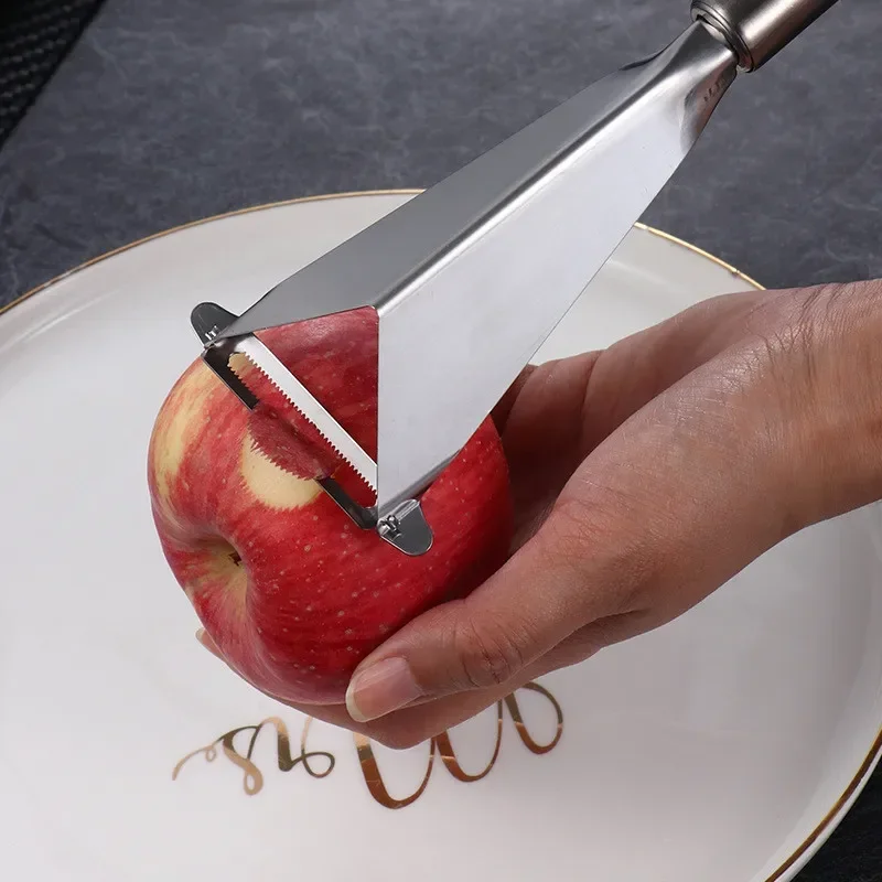 Triangular Apple Cucumber Carving Knife Stainless Steel Push Knife Peeling Scraper Chef Fruit Platter Artifact Food Carving Mold