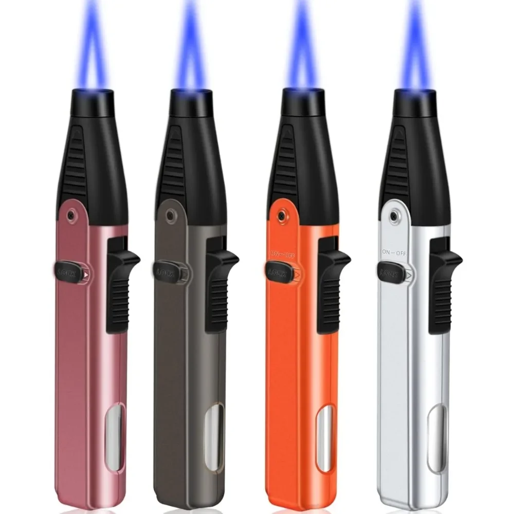 Butane Lighter Torch Lighter Adjustable Jet Flame Windproof Refillable Gas for Candle Grill BBQ Fireworks Fireplace