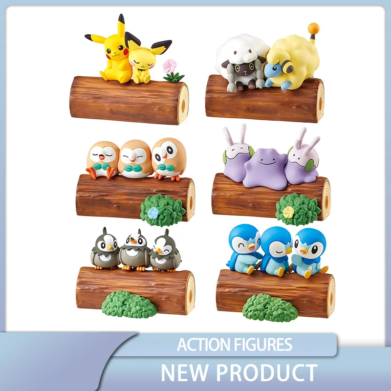 Genuine Pokémon Wood of Friendship Anime Figures Pikachu Ditto Goomy Ornament Doll Cute Action Figure Model Kids Toy Gifts