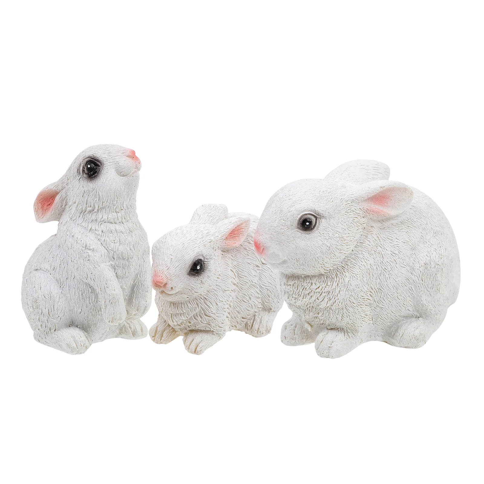 

3 Pcs Resin Mini Rabbit Statue Decorate Lovely Adornment Bunny Models Adorable Ornament