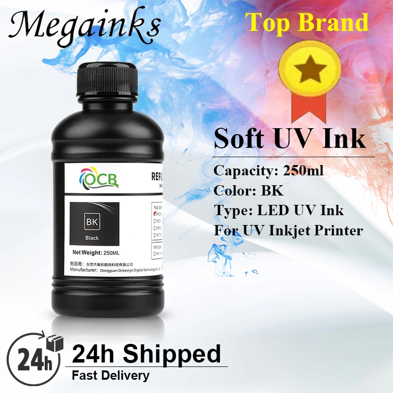 

250ml 1PC Soft LED UV Ink For Epson I3200 XP600 DX7 Inkjet Printer Leather Film PVC Cloth Body Sticker TPU Soft Material Ink