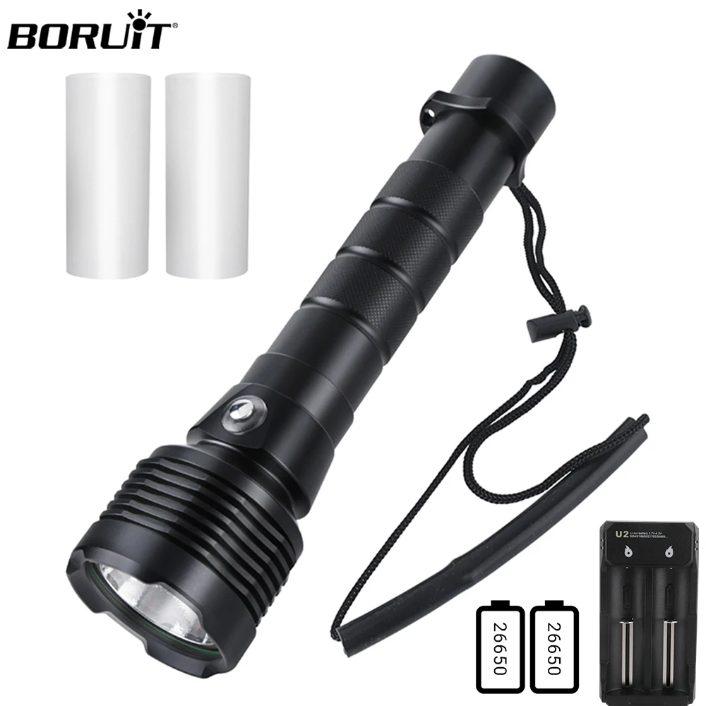 

BORUiT S6 4000LM Diving Flashlight Underwater 80M Professional Scuba Diving Light Submersible Lighting At Night Submersible