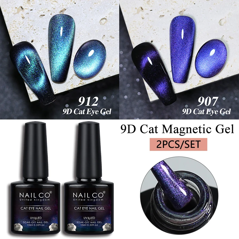NAILCO 2pcs/Set Cat Eye Gel polishes Transparent Crystal Magnetic Nail Polish UV Gel Nail Art Vernis Soak Semi Permanent Varnish 2