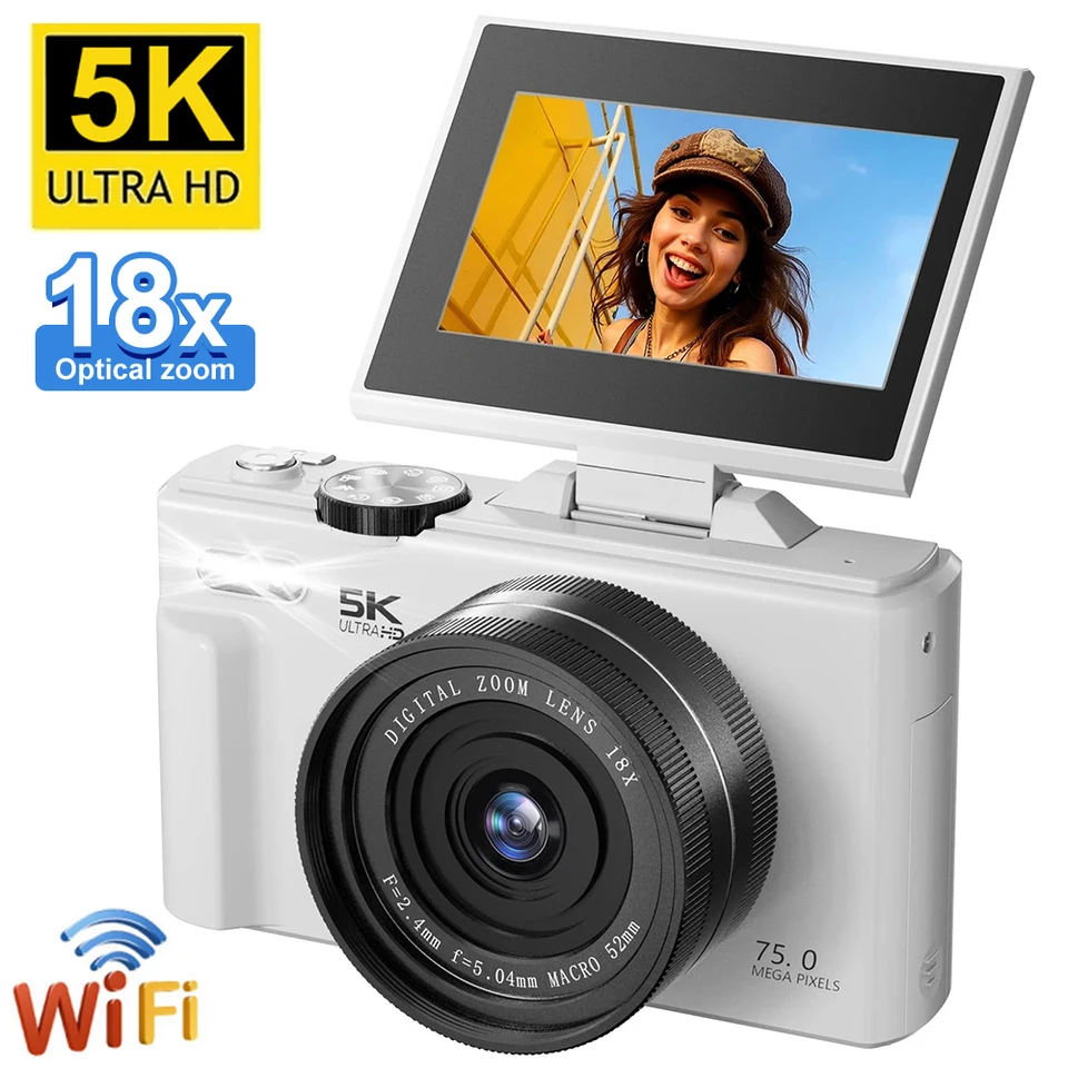 Yctze 5K Ultra HD WiFi Digital Video Camera met 18x digitale Zoom, 3,0