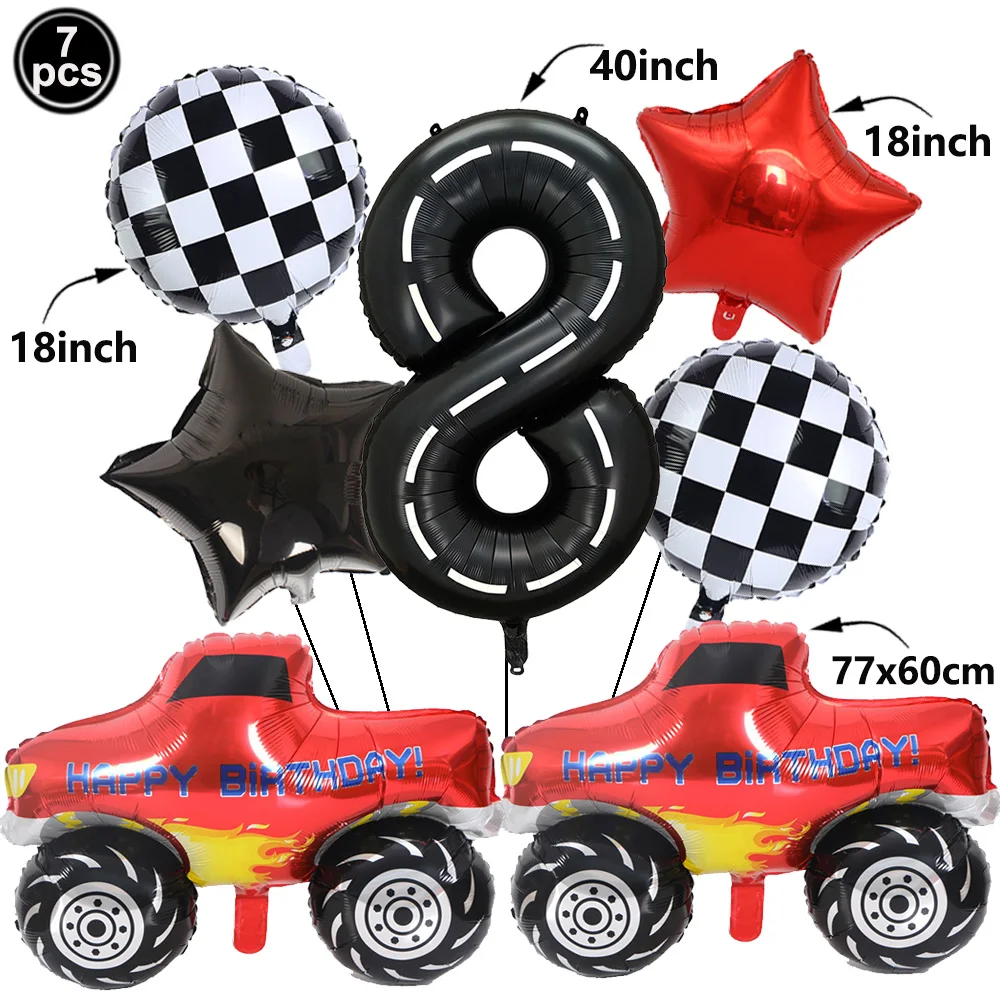 Giant Red Monster Truck Foil Balloons - Kids Party Decorations