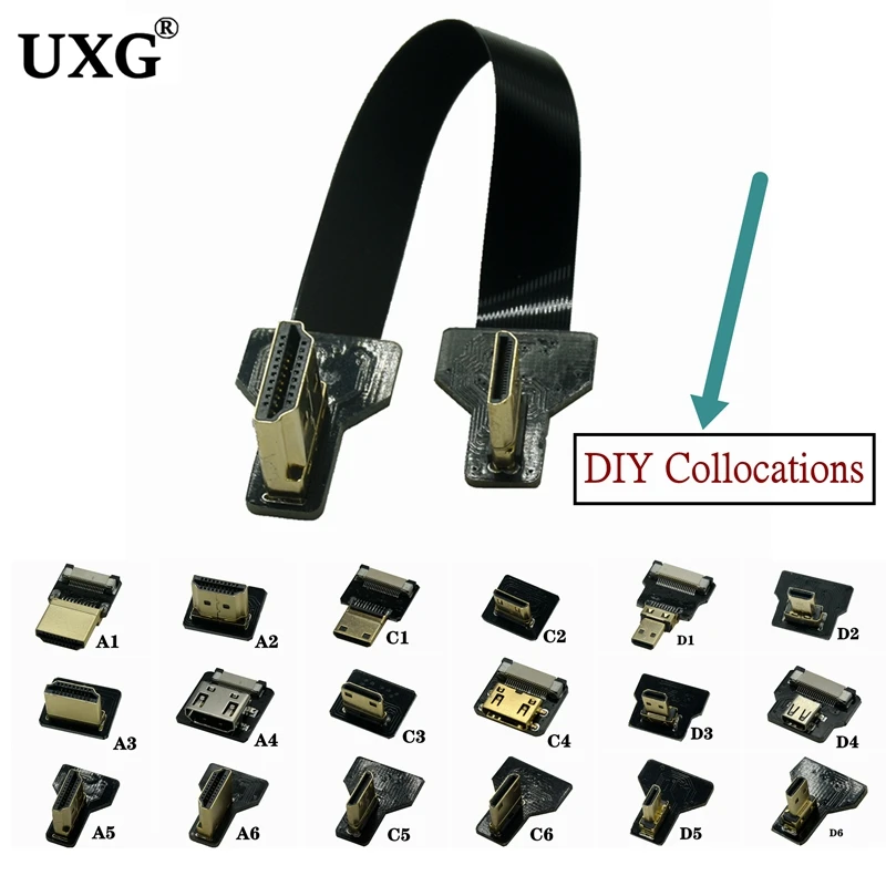 Adaptador de Cabo Micro Fpv Fita Flat Mini Compatível com Hdmi 90 Graus Faça Você Mesmo Fpc Pitch Conector de 20pin 5cm80cm - Imagem 3