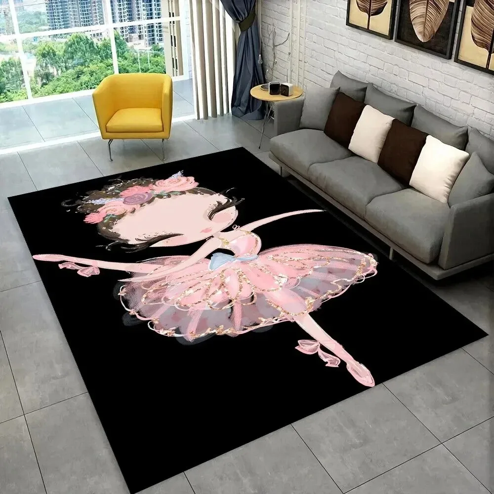 Cute Ballet Girl Ballerina Cartoon Area Rug,Carpet for Home Living Room ...