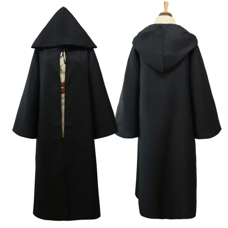 Capa De Monje Medieval Con Capucha Para Hombre – Disfraz De Halloween O Cosplay, Incluye Cuerda De Lino Y Collar De Cruz De Madera, Talla M (170-175 Cm)
