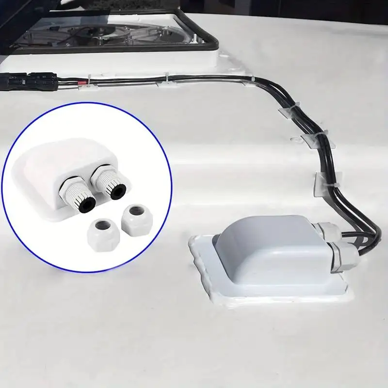Wasserdichte ABS-Verteilerdose für Solarpaneele, Dachdichtung, Rohrverschraubung, geteilter Typ, doppelter Kabeleintritt für Wohnmobile, Camper, Boote – Detail 3