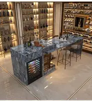 ​ ​ ชุดครัวกลางหินอ่อนหรูหรา พร้อมโต๊ะรับประทานอาหาร ตู้แช่ไวน์ ไฟ LED ชั้นวางของ 2 ชั้น และฐานประติมากรรมศิลปะ ​ ​ 1