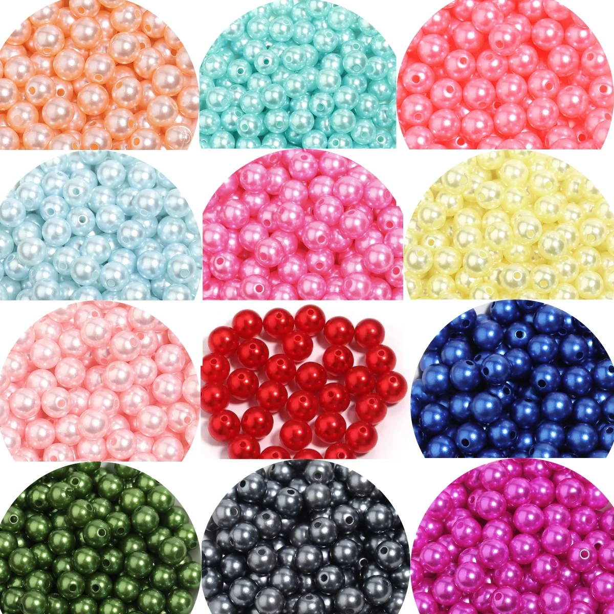 Assorted Size ABS Imitation Pearl Spacer Beads for DIY Jewelry and Crafting