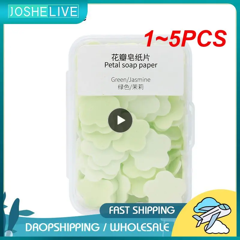 1~5PCS box Portable Soap Paper Bath Hand Washing Disposable Soap Slice Mini Flower Travel Scented Petal Handwashing