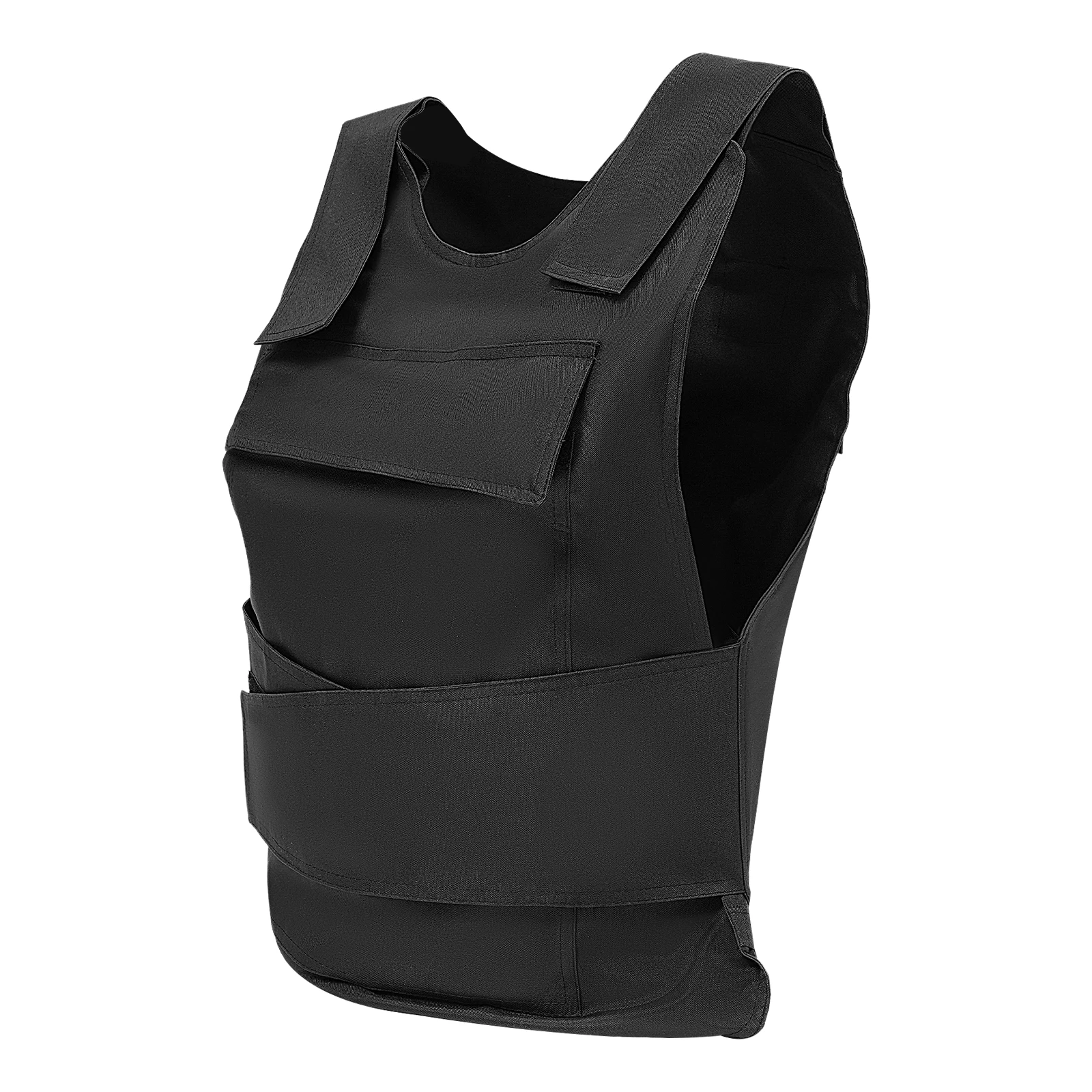 Anti-Stich-Weste-Handschuhe, Schutzweste vorne und hinten, verstellbare Jacke aus hochmanganstahl für Sicherheit, knifest, schwarz – Detail 5
