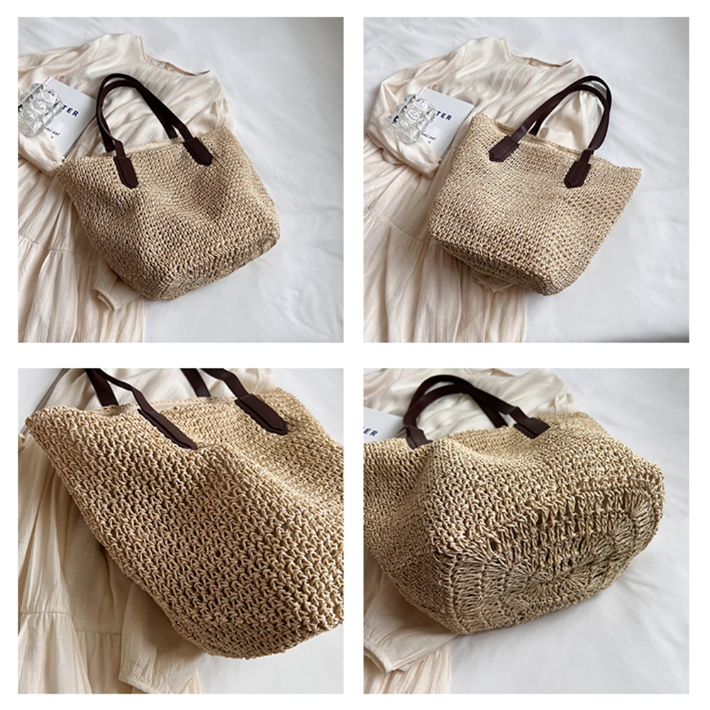 Woven Straw Shoulder Bag for Women Summer Beach Casual