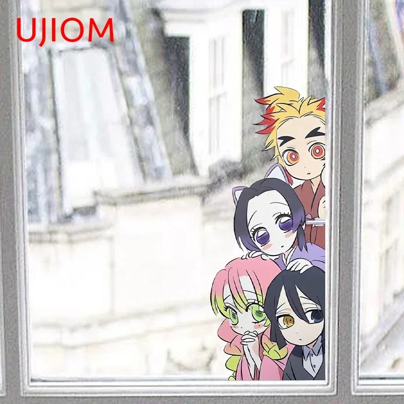 

UJIOM 13cm X 5.1cm Anime Chibi Peeping Wall Sticker Waterproof Living Room Decal Personality Window Wardrobe Decoration