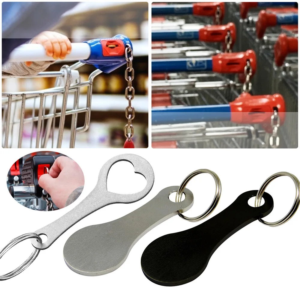 New Change Unlock Coins Metal Keyring Coin Trolley Keychain Durable Portable Recycled Supermarket Grocery Shopping Cart Token