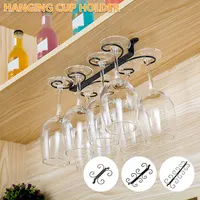 Metal Wine Glass Rack Holder Stemware Hanging Under Cabinet Stemware Holder Storage Bar Kitchen  Glass Wine Cup Shelf 4/8/12 1