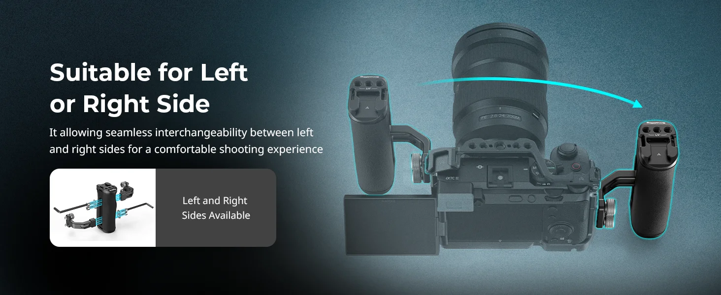 SmallRig Mini Side Handle with 1/4" -20 Screws, Comfort Silicone Grip For Dslr C