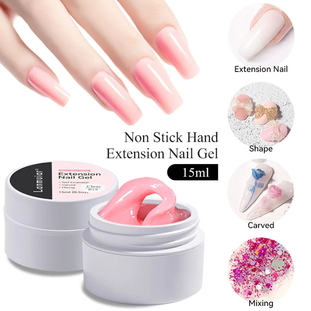 

5/15ml Nail Extend Glue Solid Nail Gel Acrylic Nail Carving Gel Non-stick Hand Nails Shaping Clear/White/Pink Nails Glue