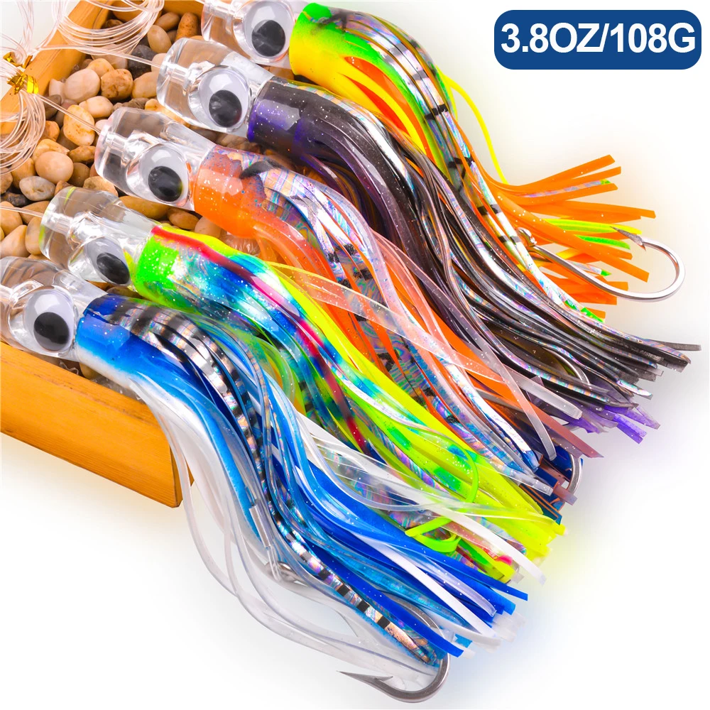 3 Stück Troll ing Rock Thunfisch köder 68g/108g Angeln Salzwasser köder für Mahi Marlin Wahoo Rigged Hooks Big Game Leader Rig Angeln – Detail 1