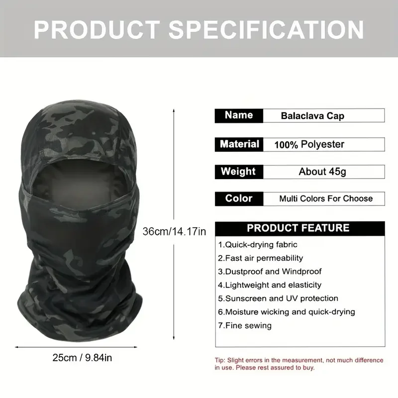 Balaclava Hat Camouflage Cycling Full Face Mask Outdoor Sports Hunting Hiking Ski Motorcycle Helmet Inner Cap