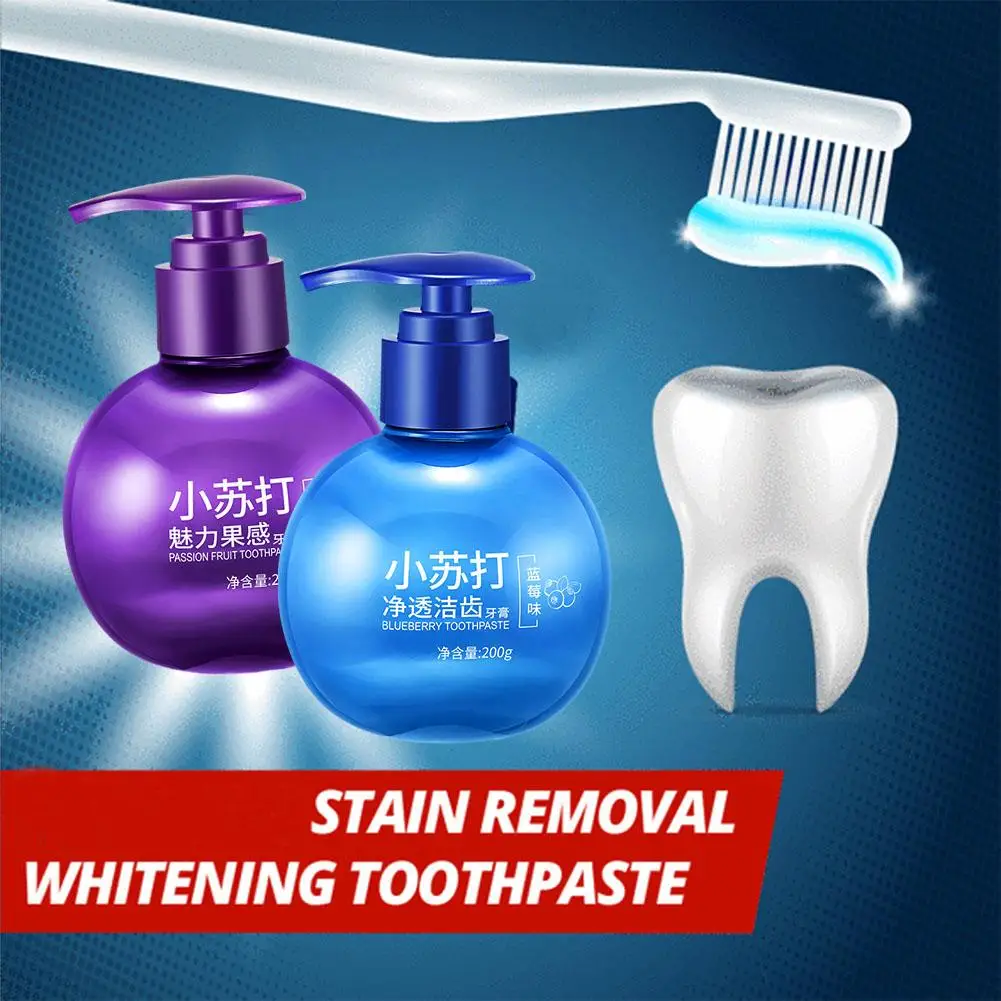 200g Toothpaste Whitening Teeth Stain Removal Whitening Baking Soda Blueberry Passion Toothpaste Fruit Soda Toothpaste H3K6 viaty toothpaste stain removal whitening toothpaste fight bleeding gums teeth whitening 30ml sswell