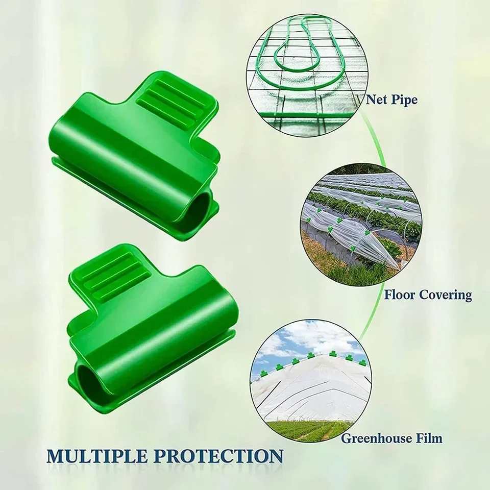 50 Pinces Serre-Film Vert Pour Serre – Clip 16 Mm Solide Pour Tunnel Et Cadre