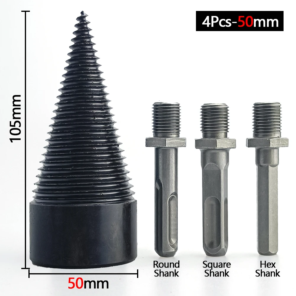 Spaccalegna A Cono Per Trapano 32mm E 42mm - Kit Con 4 Manici Per Legna Da Giardino - Foto 8