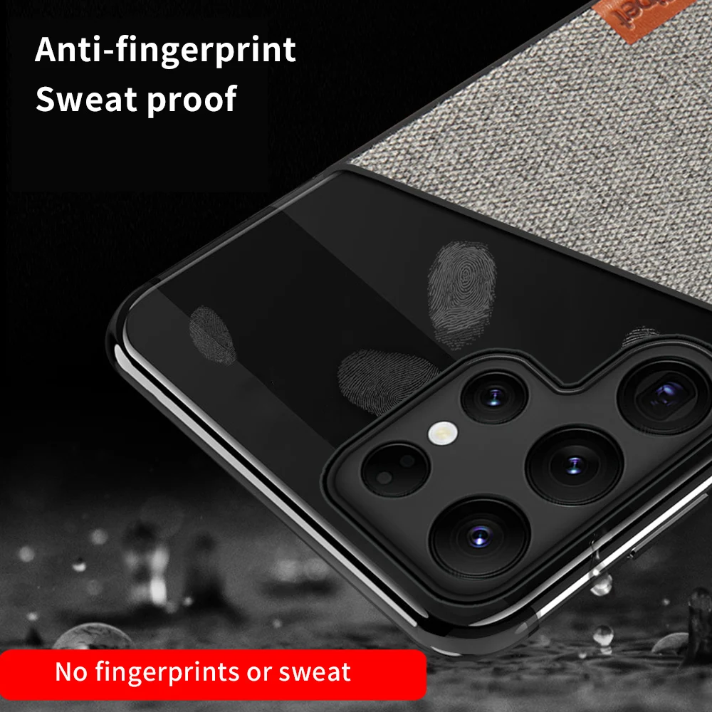 Fabric Canvas Phone Case for Samsung Galaxy S23 S22 Ultra S21 Plus S20 FE A54 5G 360 Full Protective Back Cover