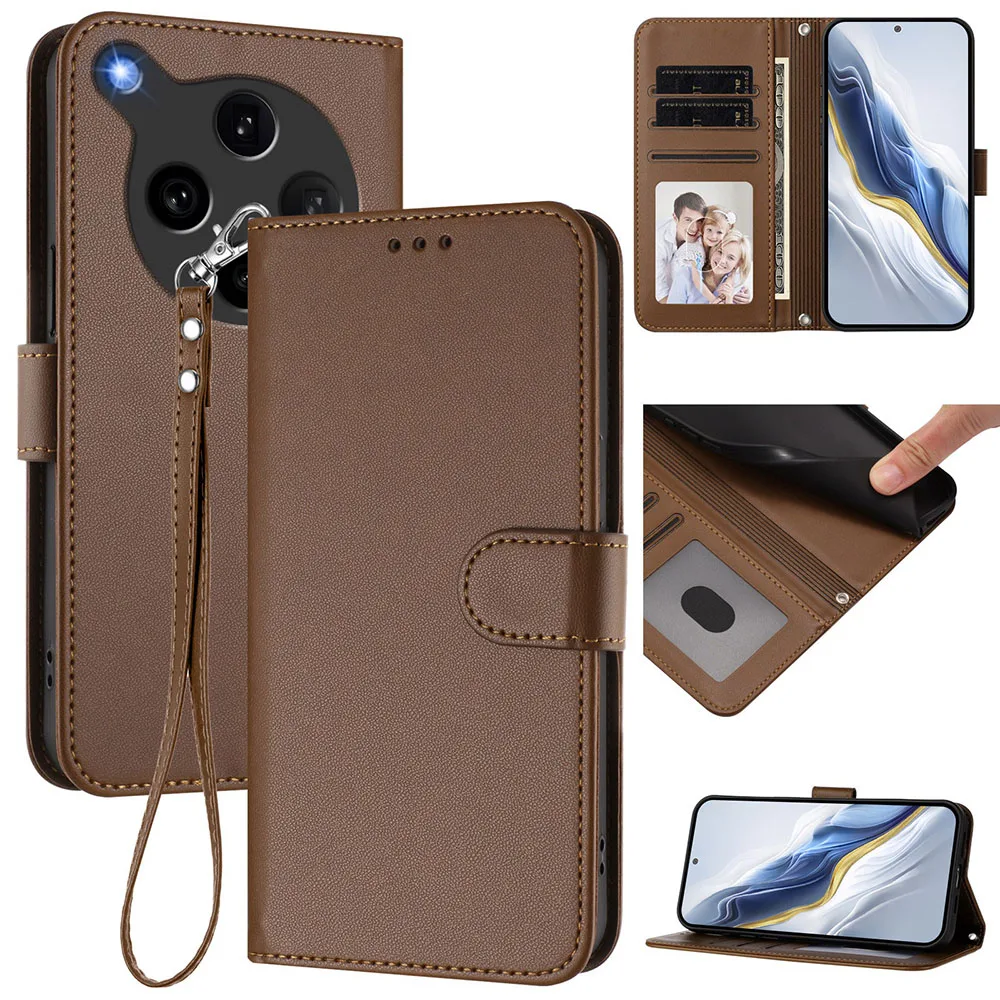 Sleek Solid Color Leather Flip Wallet Phone Case