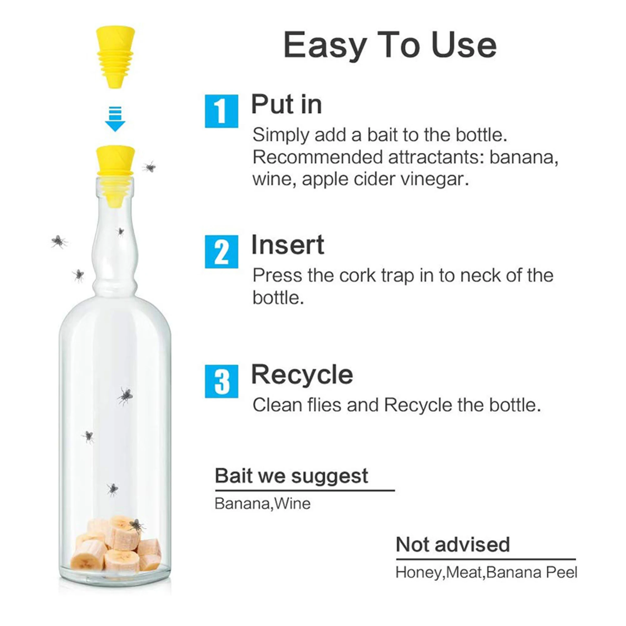Indoor Outdoor Fruit Fly Trap Outdoor Reusable Trap Flexible Rubber Catching Funnel Fits Most Wine by Glass, Indoor Fly