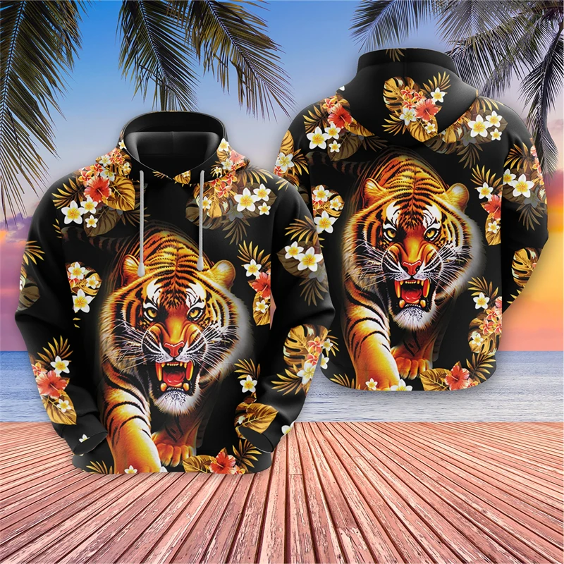 Bengal Tiger 그래픽 스웨트셔츠, 하라주쿠 패션 Y2k 여성 풀오버, 캐주얼 키즈 운동복, 고스 동물 후드, 남성 의류