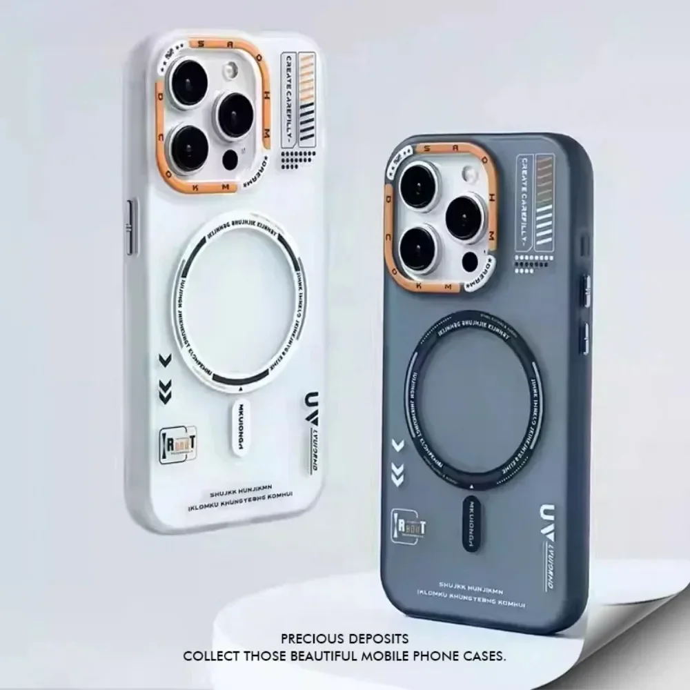 Sleek Frosted Matte Magnetic Phone Case with Metal Lens Frame and Wireless Charging Compatibility