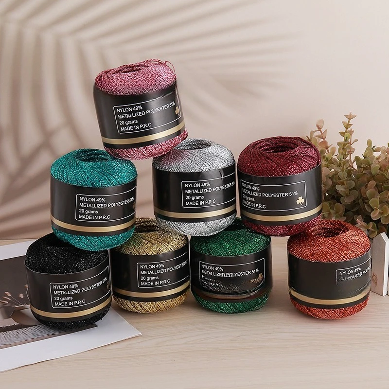 Luxurious Metallic PET Thread - 120 Meters of 2mm Gold & Silver Yarn for Hand Knitting, DIY Crafts, and Decorative Embroidery