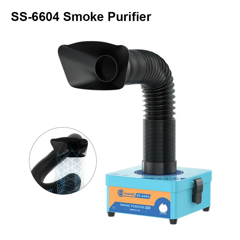

SUNSHINE SS-6604 Smoke Purifier Efficient Purification 3 Layer Filter Dust Purification Mini Fume Extractor for Manual Soldering