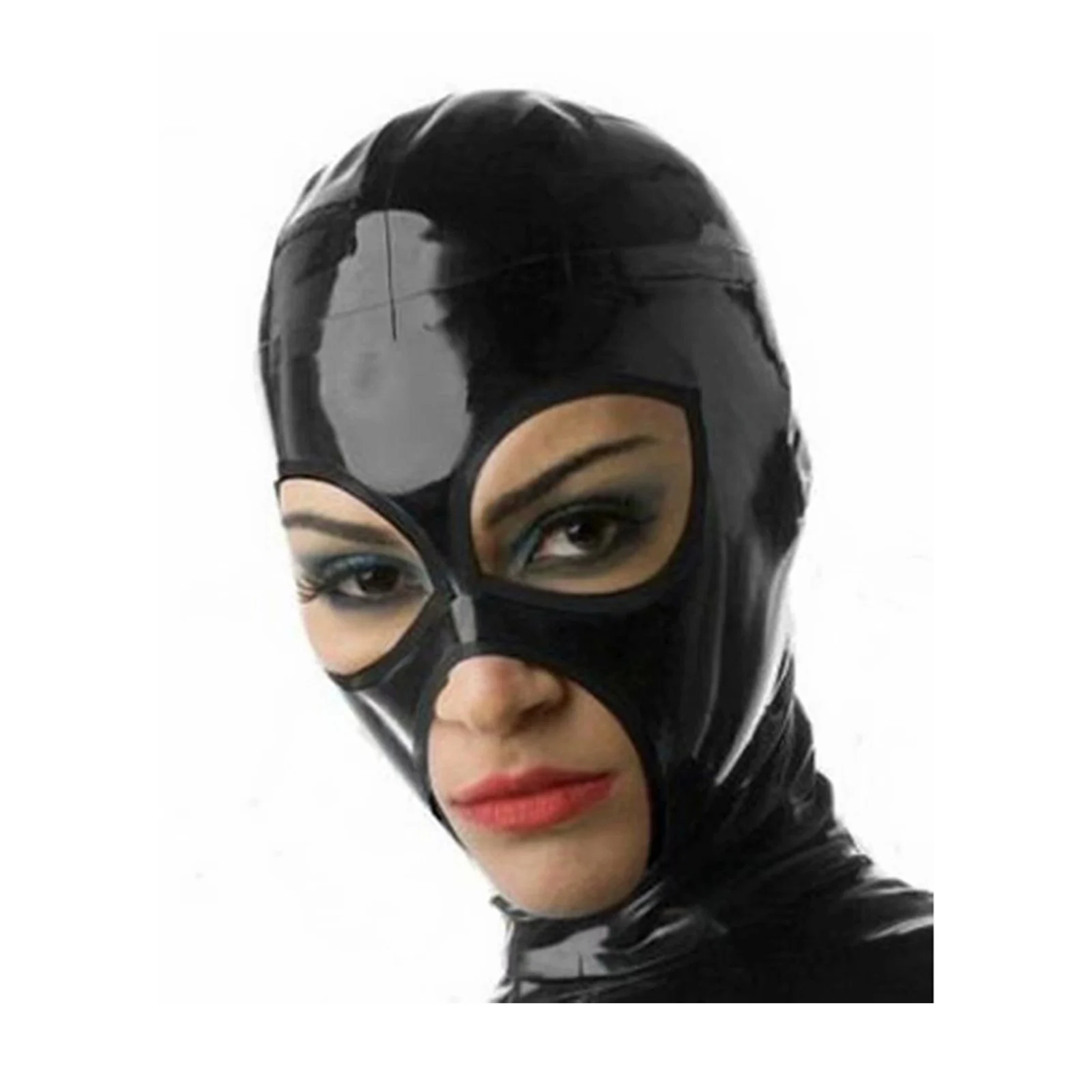 MONNIK Latex Mask Black Rubber Unisex Hood Open Eyes and Mouth Handmade for Latex Fetish Party Catsuit Halloween Clubwear korean style 2022 winter jacket parkas women stand collar solid black white female hood coat loose oversized womens short parka