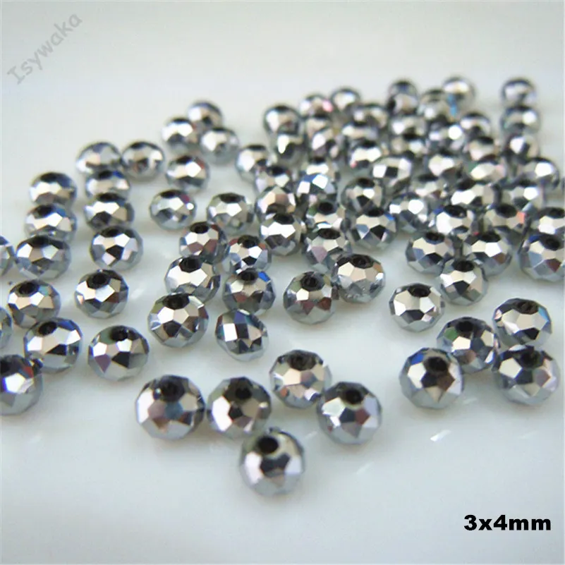 Isywaka Hot Light Green Faceted Crystal Glass Rondelle Spacer Beads for Jewelry Making, 125pcs