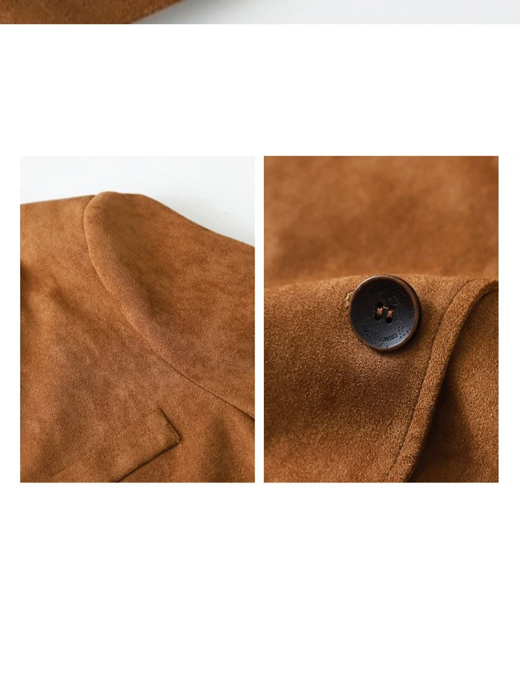 Casual Suede Long Sleeve Jackets Women Autumn Loose Brown Lapel Coat Top With Pockets Female Elegant Chic Street New in Outwear