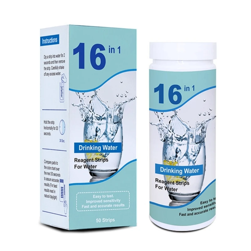 

Drinking Water Test Kits,16-in-1 Chlorine Drinking Water Test Strips,Test Iron, Bromine, pH, Hardness, and More