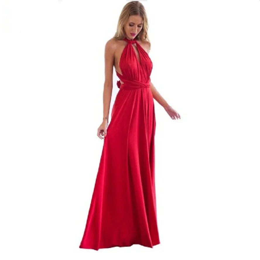 Sexy Fashion BandageLong Dresses Women Girl Summer Boho Female Red Long Dresses Fashion Multi Rope Bandage Drersses for Party 2