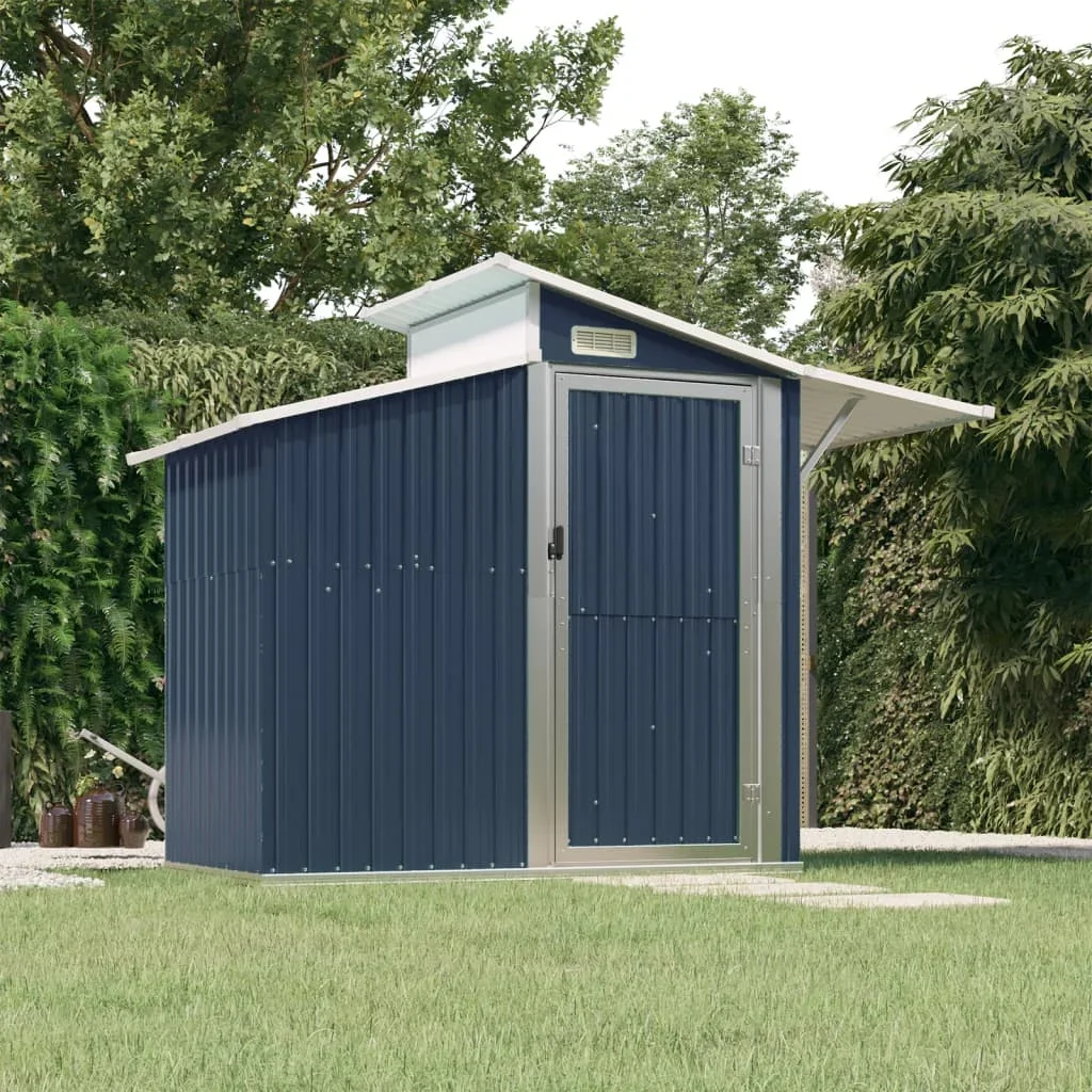 Pensilina Da Giardino Antracite 270X130X208,5 Cm Giardino Esterno In Acciaio Zincato Con Struttura A Pavimento In Metallo, Riparo Da Esterno, Cabina