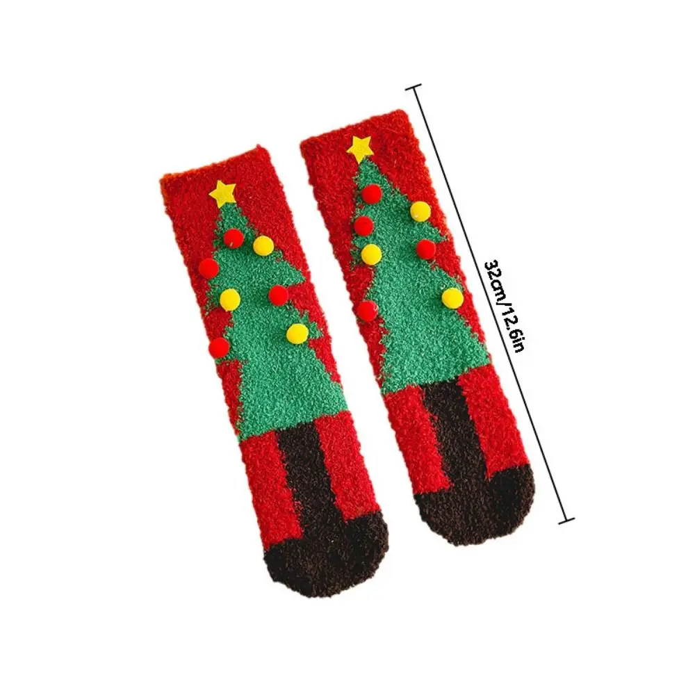Santa Claus Coral Velvet Socks Snowman Elk Thickened Christmas Socks Soft Comfortable Middle Tube Socks Christmas Gifts